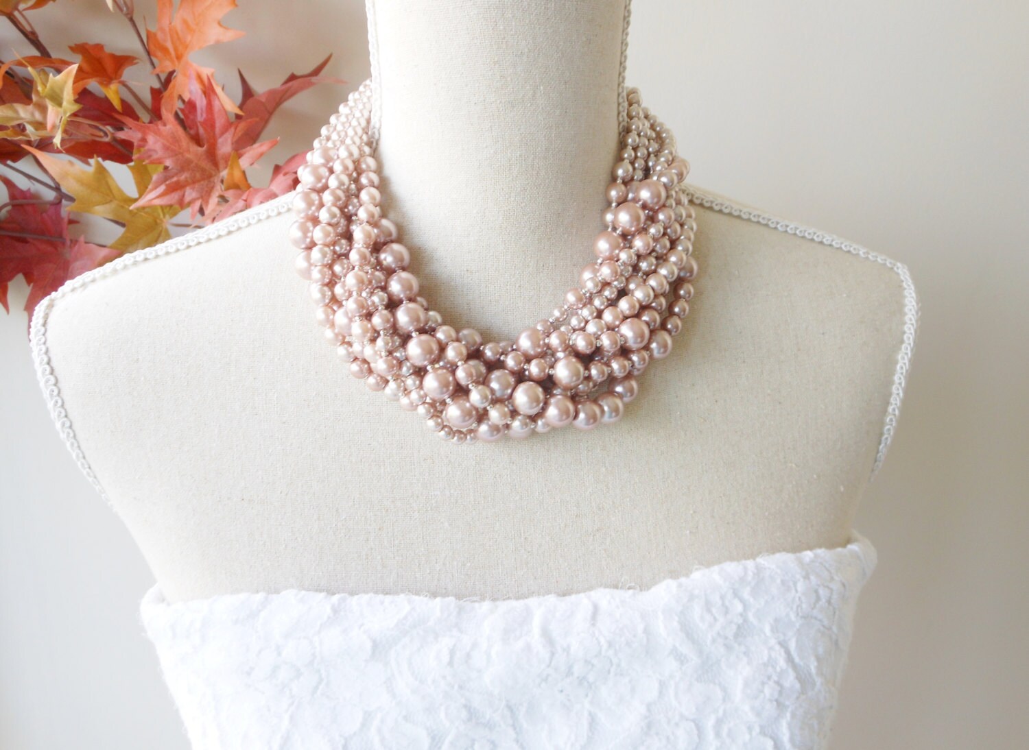 Chunky Pearl Necklace Pearl Statement Necklace Pearl Etsy