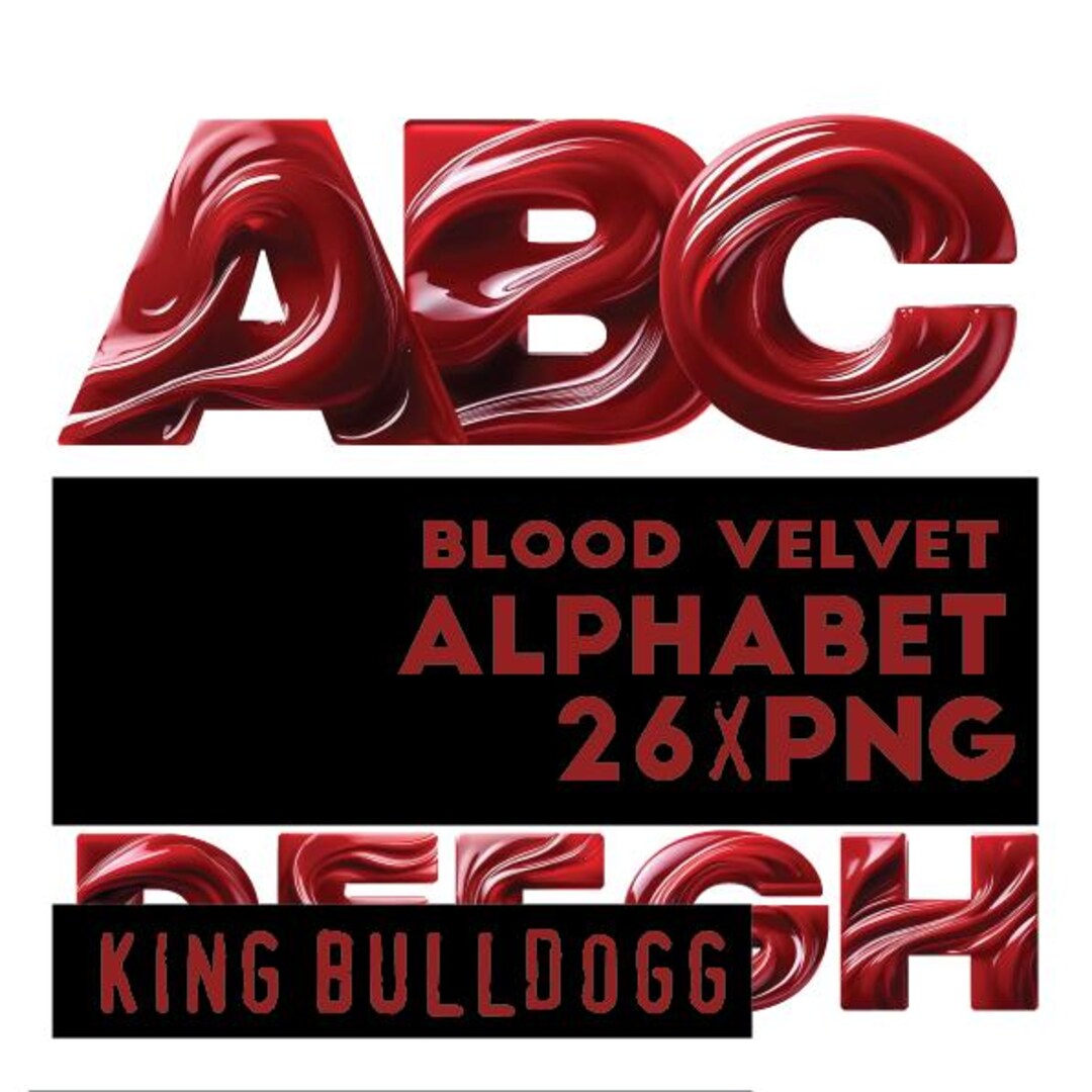 Blood Velvet Alphabet Png, 26 Blood Velvet-themed Letters, Digital ...