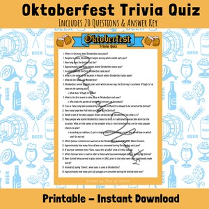 Oktoberfest Trivia Quiz Game Instant Download Oktoberfest 