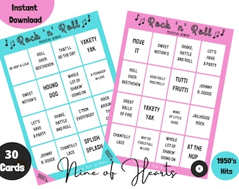 1980/'s Music 30 Cards 1st Edition Party Game A4 /& A5 Sized Digital Download Lockdown 80/'s Musical Bingo Game Zoom