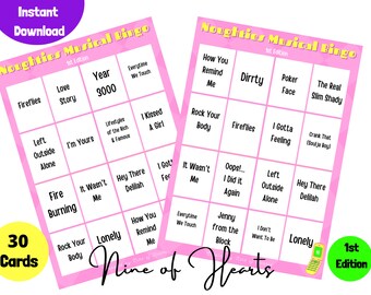1980/'s Music 30 Cards 1st Edition Party Game A4 /& A5 Sized Digital Download Lockdown 80/'s Musical Bingo Game Zoom