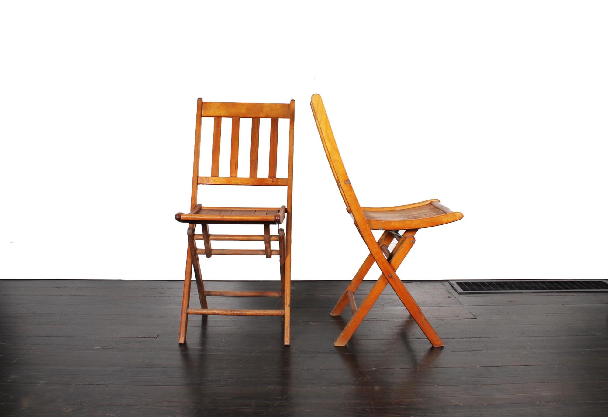 Sillas plegables de madera vintage con listones | Etsy