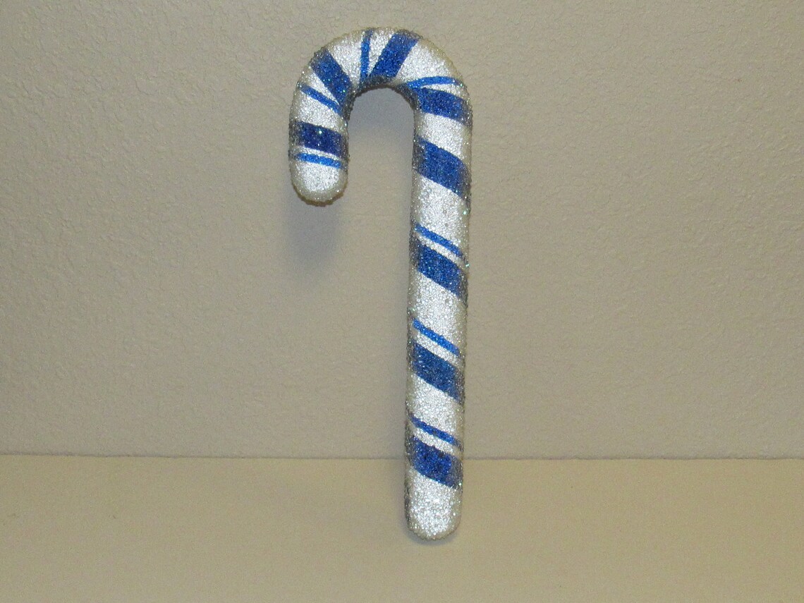 Ice Coated Styrofoam Candy Cane Blue and White 13 3/8 Etsy