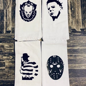 Pick2 Horror Movie Villians Kitchen Towels/Pennywise/Michael Myers/Jason Vorhees/Freddy Krueger