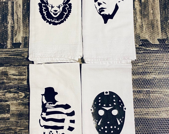 Pick2 Horror Movie Villians Kitchen Towels/Pennywise/Michael Myers/Jason Vorhees/Freddy Krueger