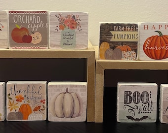 Fall Mini Tiered Tray Wood Blocks/Fall Tiered Tray Signs/Fall Tiered Tray Decor