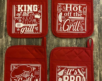 Grill Themed Pot Holders/Father's Day/Dad Gift/Grill Gift