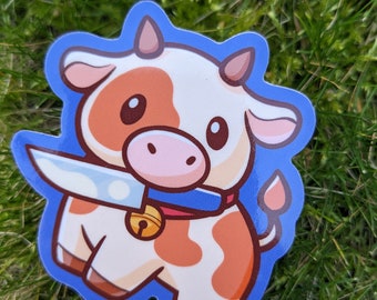 Knife Cow Sticker - Cow Vinyl Sticker - Cow Sticker - Water Bottle Sticker - Laptop Sticker - Murder Cow