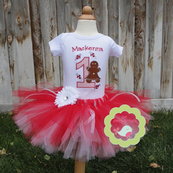 Girls Gingerbread Birthday Tutu Outfit personalized with your | Etsy