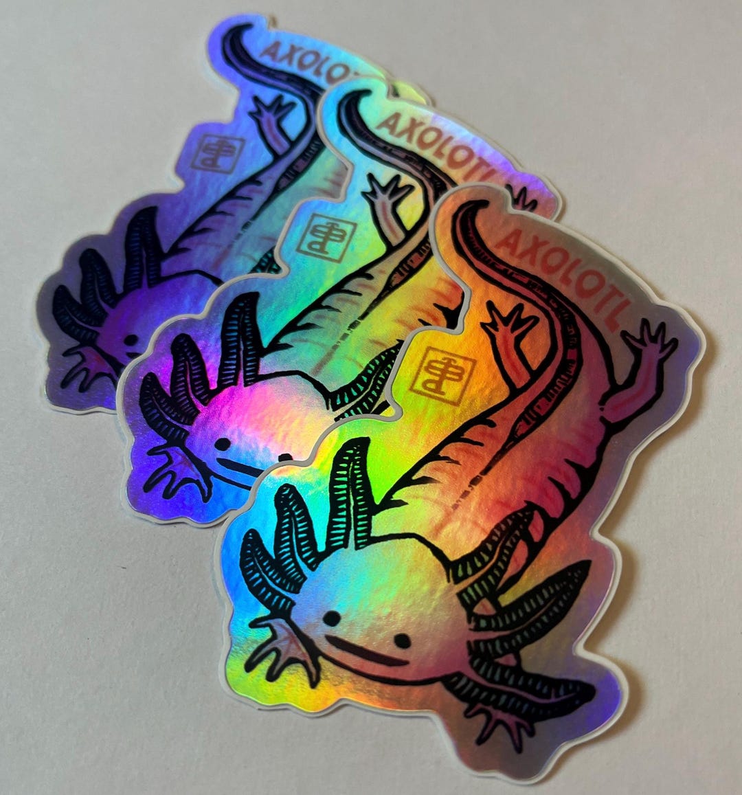 Axolotl Holographic Vinyl Sticker 3 Ct - Etsy