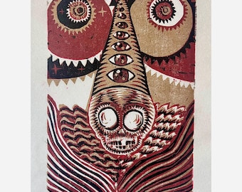No Fruition - woodcut reduction, limited edition of 5