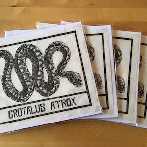 Crotalus Atrox (Diamondback rattlesnake) original woodcut, signed by artist - UNFRAMED.
