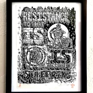 Resistance…, unframed - original linocut print.  Signed limited edition.  Hand printed on mulberry paper.e