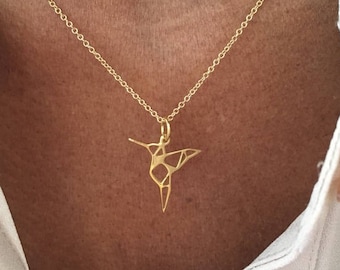 Gold Hummingbird Necklace, Silver Hummingbird Jewelry, Humming Bird Necklace, 40th 50th 60th Birthday Gift Ideas For Her, Gold Bird Necklace