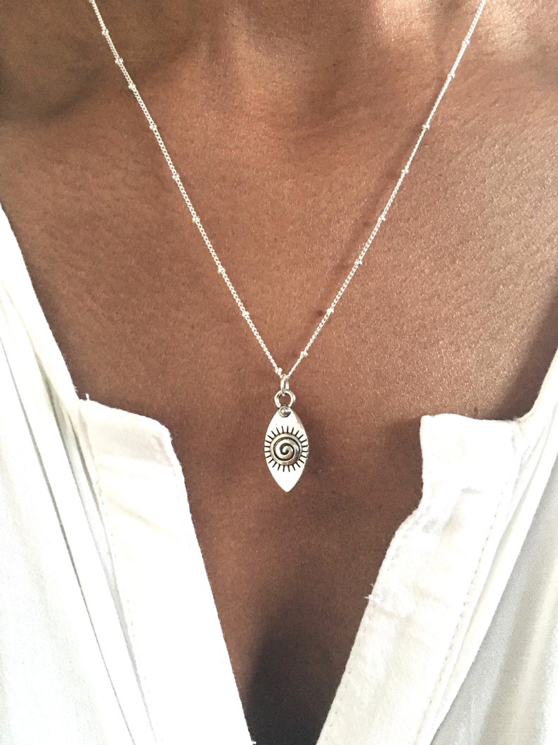 Silver Spiral Eye Necklace Sterling Silver Chain Boho 30th 40th Birthday Gift For Her 21st Letterbox Gift Dainty Boho Necklace