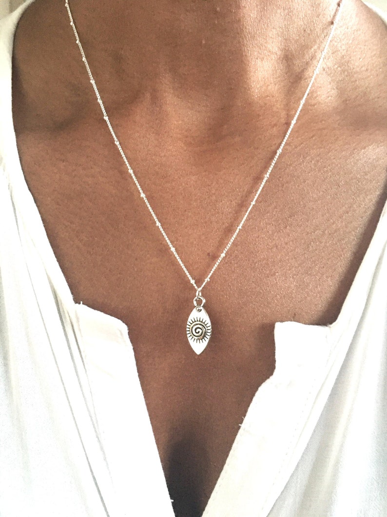 Silver Spiral Eye Necklace Sterling Silver Chain Boho 30th 40th Birthday Gift For Her 21st Letterbox Gift Dainty Boho Necklace