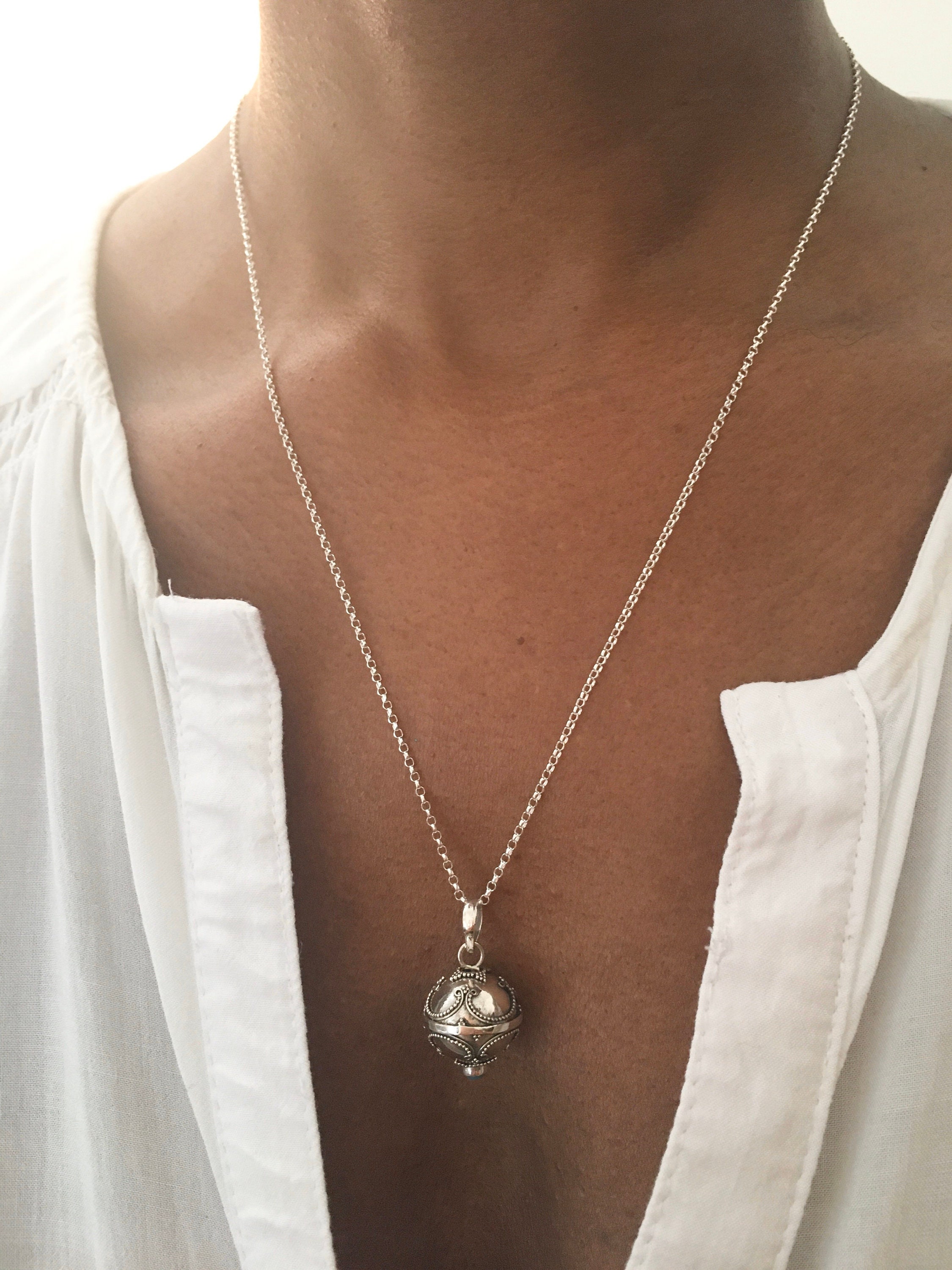 Sterling Silver Harmony Ball Necklace Bola Pregnancy Etsy