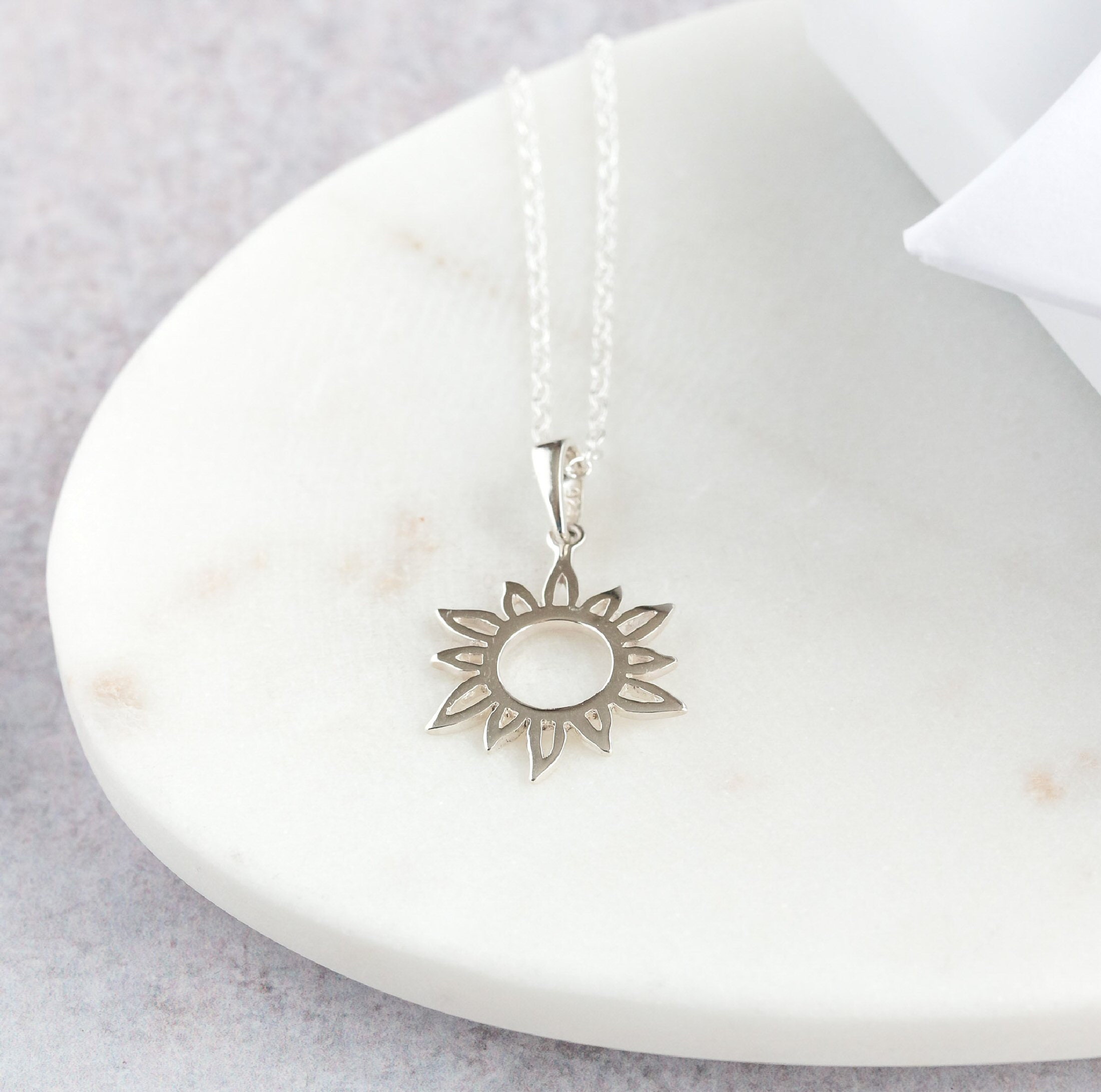Sun Necklace Sterling Silver Sun Necklace Celestial Necklace | Etsy