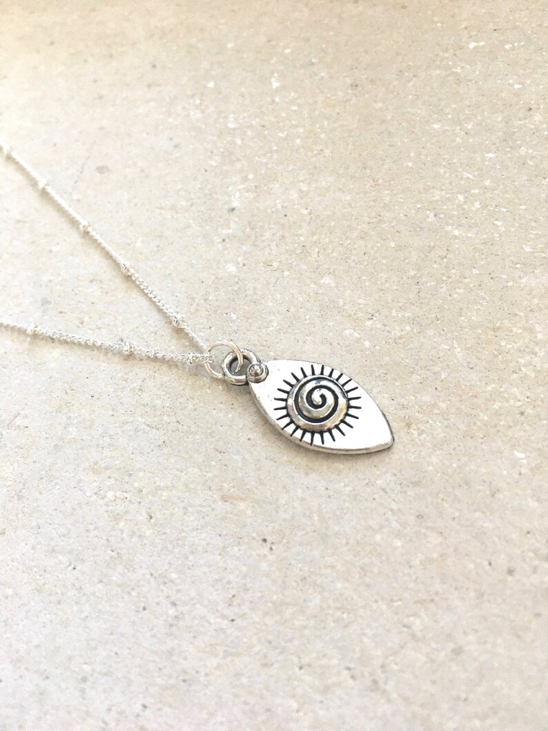 Silver Spiral Eye Necklace Sterling Silver Chain Boho 30th 40th Birthday Gift For Her 21st Letterbox Gift Dainty Boho Necklace