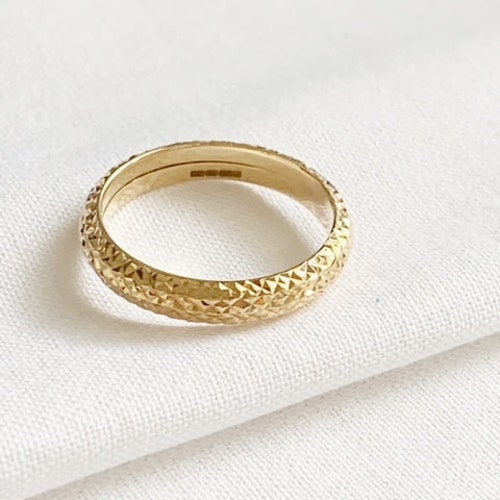9ct Gold Wide Band Ring, Solid Gold Thumb Ring, Wide Band Ring, Birthday Gift shops For Her, Wedding Band Ring