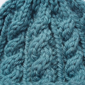 Teal hand knitted aran beanie bobble hat Unisex adult sizes standard/XL Rowan pure wool aran image 4