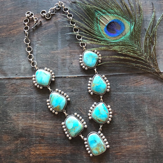 Kingman turquoise and sterling necklace