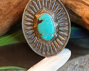Vintage Sterling Silver Turquoise Concho Belt STERMEX 39 display picture 2