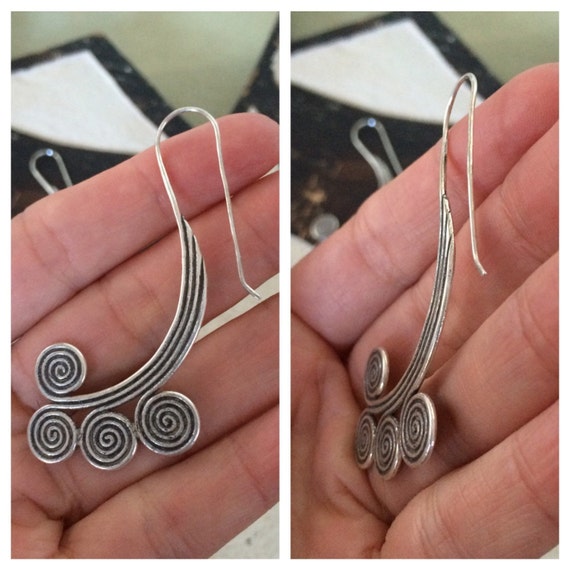 Sterling scroll  tribal earrings - image 5