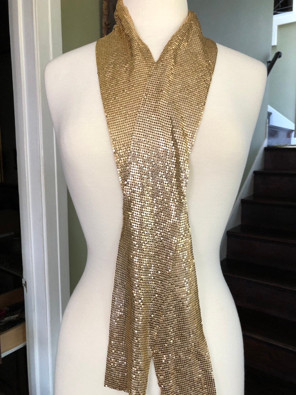 Vintage Liquid gold metal scarf/sash