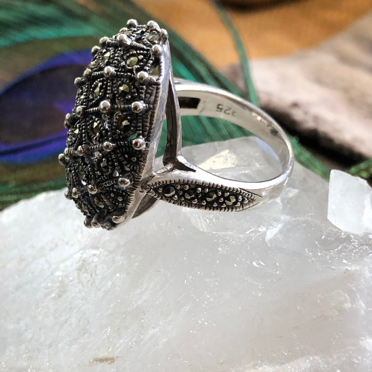 Vintage sterling marcasite ring size 6.5