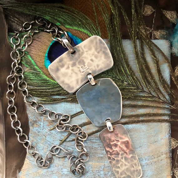 Vintage hammered  sterling kinetic necklace - image 7