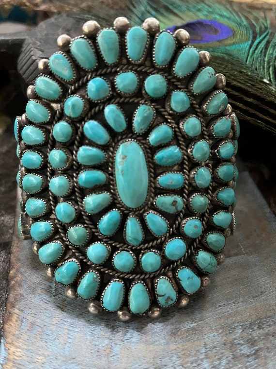 Important Rich Hoskie Vintage Native American Navajo Cerrillos Turquoise Sterling Silver Ring Important Rich Hoskie Vintage Native American Navajo Cerrillos Turquoise Sterling Silver Ring