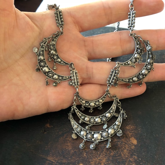 Exquisite vintage cannetille  choker necklace ste… - image 8