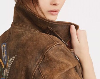 Distressed Ralph Lauren Leather Jkt S 