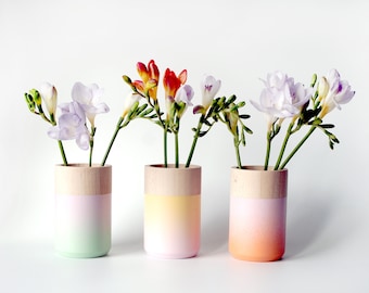 Natural Wooden Vases for flowers and more - Home Decor - Set of 3