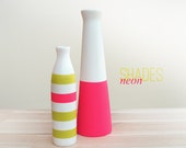 Set of 2 Painted Ceramic Vases Home Decor - neon style