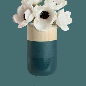 Two Painted Wooden Vase Home Decor MOODY COLLECTION image 3