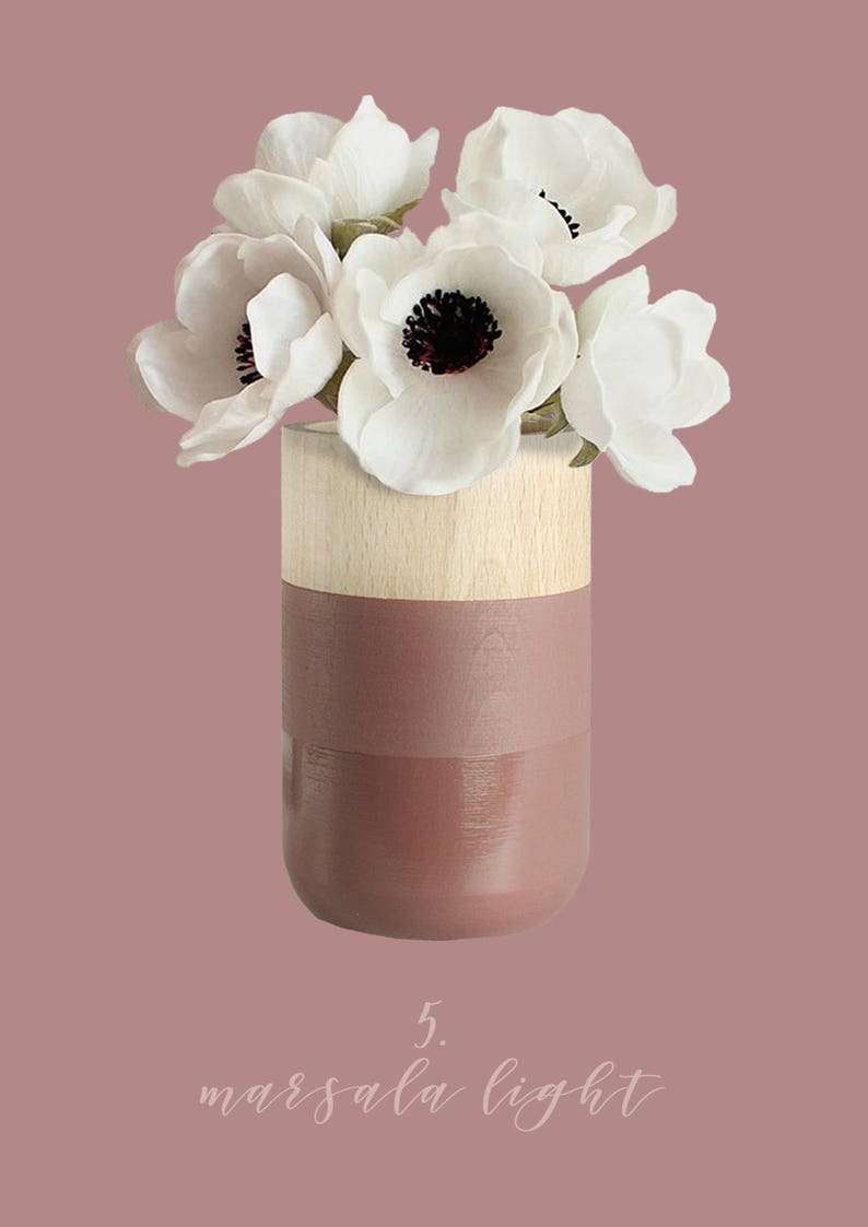 Two Painted Wooden Vase Home Decor MOODY COLLECTION image 7