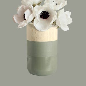 Two Painted Wooden Vase Home Decor MOODY COLLECTION image 4