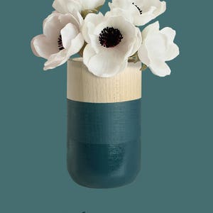 Small Wooden Vase for dried/fresh flowers for narrow shelfs or entryway organizer I Home Decor image 2