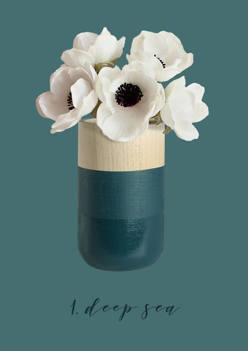 Small Wooden Vase for dried/fresh flowers for narrow shelfs or entryway organizer I Home Decor image 2