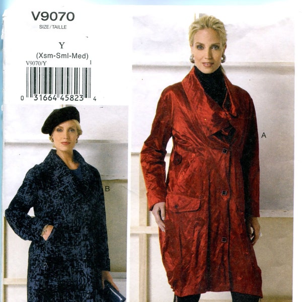 Vogue 9070 WOMENS COAT PATTERN Raincoat Pattern Marcy Tilton Loose Fitting Coat Size 4 6 8 10 12 14 Xs Sm Med UNCuT Womens Sewing Pattern