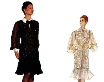 Vintage 1990s VOGUE 2786 COCKTAIL DRESS Pattern Bellville Sassoon Fit & Flare Party Dress Size 6 8 10 UNCuT Vogue Womens Sewing Pattern