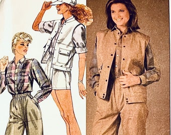 Vintage 1980s MCCALLS 8970 The Gap Safari Style Shirt Pants Shorts & Vest Sewing Pattern 32.5 34 Bust Size 10 12 UNCuT Womens Sewing Pattern