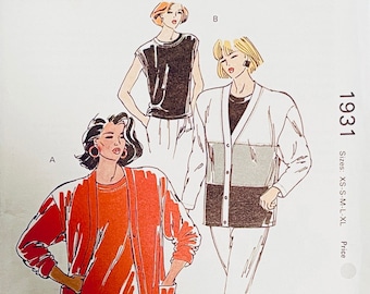 Vintage Kwik Sew 1931 Color Block Cardigan Sweater & Sleeveless