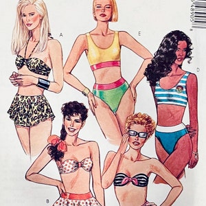 jaren 1990 Vintage McCalls 4890 2-delig badpak bikini badpak hoge taille, bh top en rok bodems maat 14, 36 buste ONBESNEDEN naaipatronen