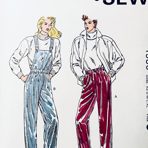 1980s Vintage Kwik Sew 1936 Misses Rain & Ski Pull-on Pants and Bib Overalls Size XS-S-M-L-XL Waist 22 - 37 UNCUT Womens Sewing Patterns