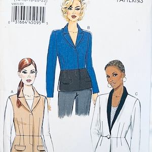 Vogue 8931 JACKET Pattern Loose Fitting Jacket Vest Pattern Bust 36 38 40 42 44 Size 14 16 18 20 22 UNCUT Womens Misses Sewing Patterns