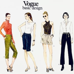 Vogue 1948 Bootleg Pants, Capris & Shorts Sewing Pattern - Size 6 8 10 Misses/Petite - Vogue Basic Design - UNCUT