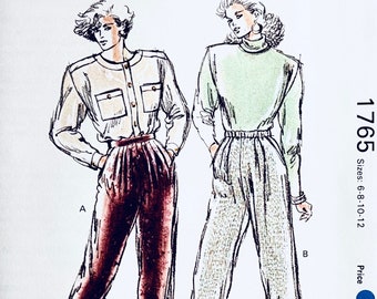 Vintage 1980s Kwik Sew 1765 Wide Leg Pull-On or Front Zipper Pants Trousers Slacks Patterns UNCUT Womens Sewing Patterns Size 6 8 10 12